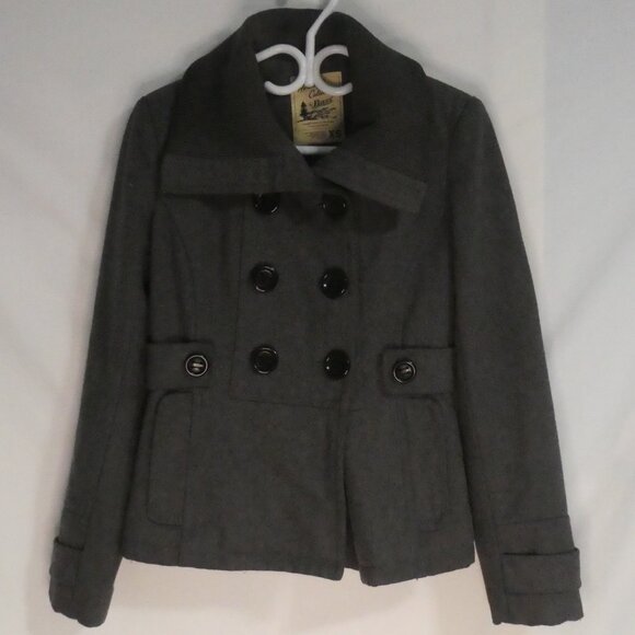 HERITAGE COLLECTION By BASS | xs - extra small | Grey Pea Coat | Ribbed Collar - Picture 1 of 15